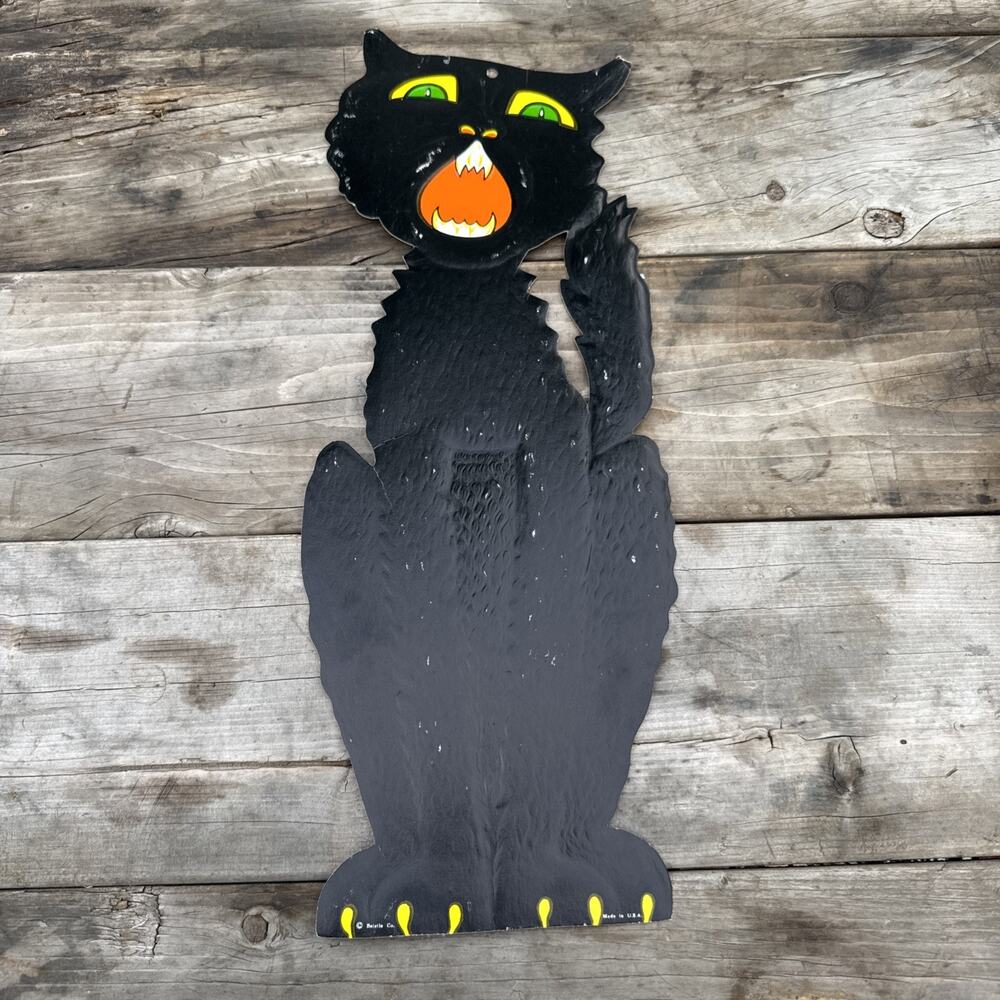 Vintage Halloween Beistle Large Black Cat Embossed Diecut Die Cut 1930’s 23.25”
